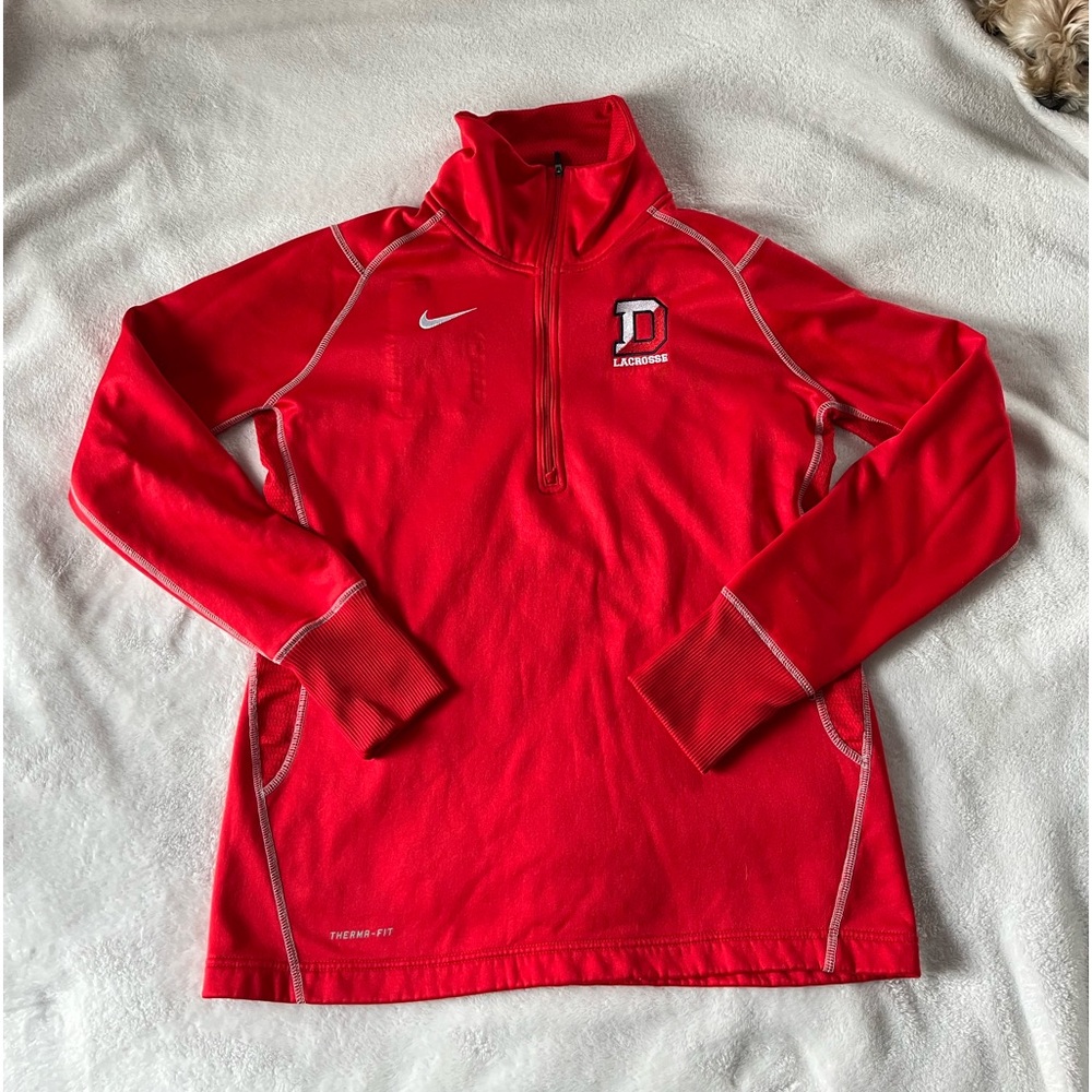 Denison University Lacrosse, large, red, quarter zip, Nike